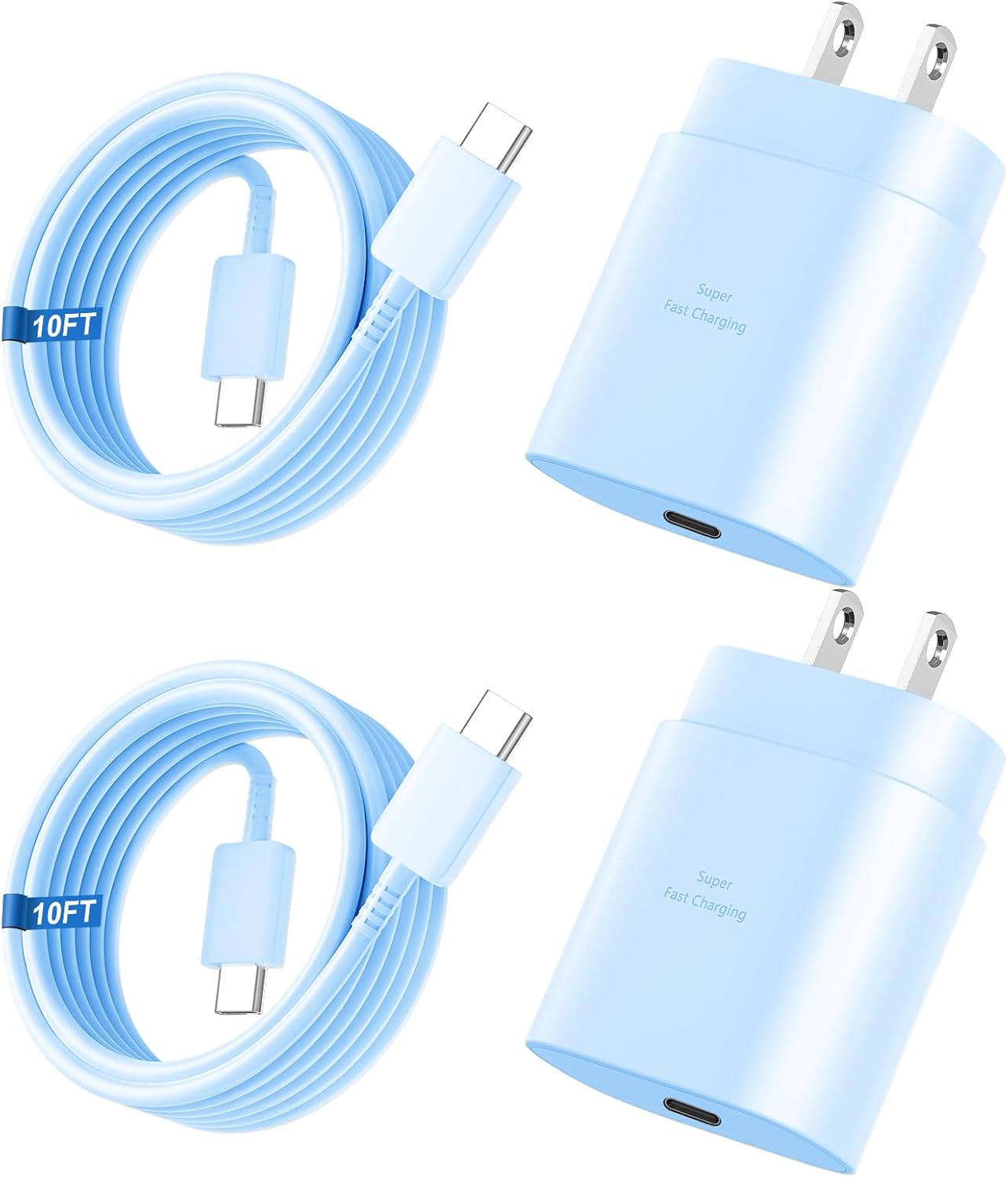 Super Fast Charger Type C, 25W USB C Wall Charger Fast Charging for Samsung Galaxy S25 Ultra/S25/S25+/S24+/S24 Ultra/S24/S24+/S23 Ultra/S22 Ultra/S21 Ultra with 10FT Long Type C Charger Cable 2Pack