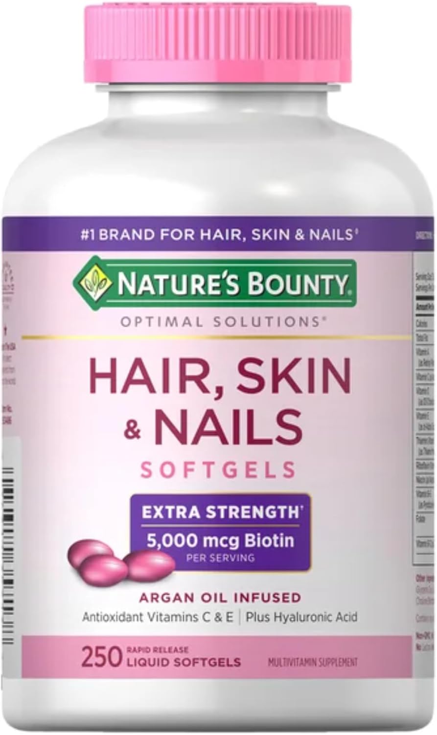 Nature’s Bounty Hair Skin and Nails 5000 mcg of Biotin – 250 Coated Tablets Extra Strength