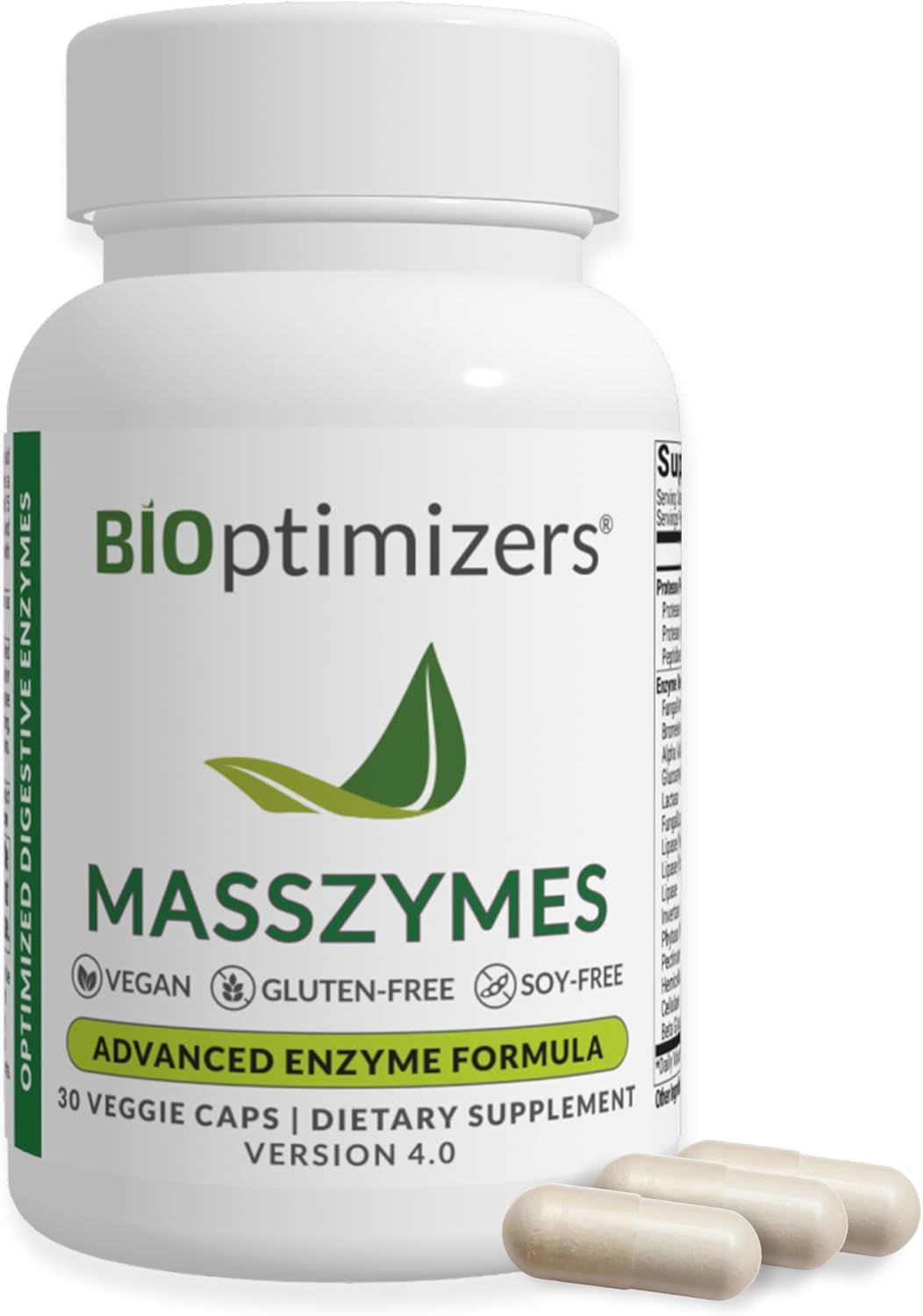 BIOptimizers MassZymes – Complete Digestive Enzymes Supplement for Gut Health – Bloating Relief for Men and Women – Lipase Amylase Bromelain Digestive Enzymes (30 Capsules)