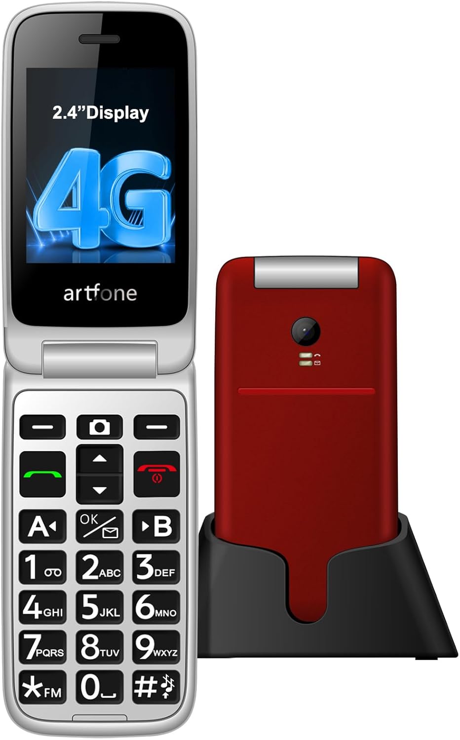 G3 Pro Red – 4G LTE Flip Phone for Seniors丨Unlcoked Flip Phone with SOS Button丨Loud Speaker丨Camera丨Talking Clock丨Photo Speed Dial丨 Hands-free丨Dumb Phone丨Charging Dock丨Extended Battery Life