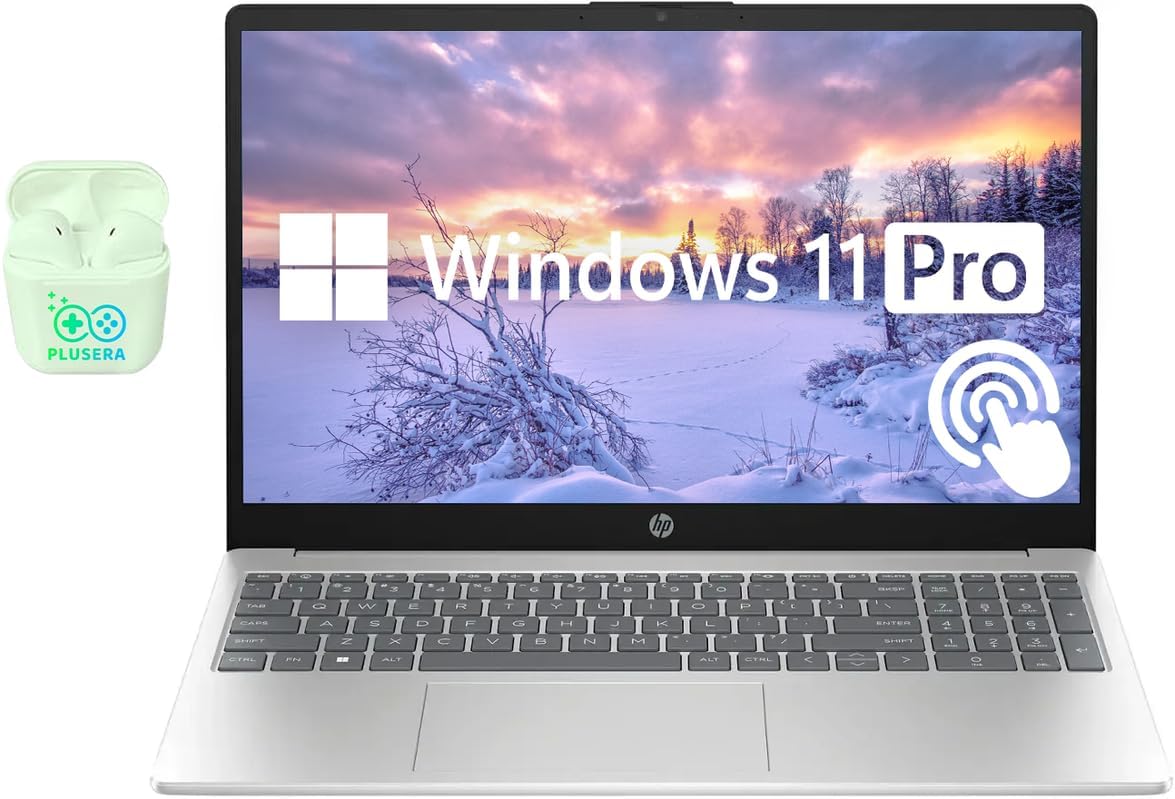 HP 15.6″ Touchscreen Business & Student Laptop Computer, 6-Cores Intel Core i3, Windows 11 Pro with Microsoft Office Included, PLUSERA Earphones, Silver (Intel Core i3, 32GB RAM | 1TB SSD)