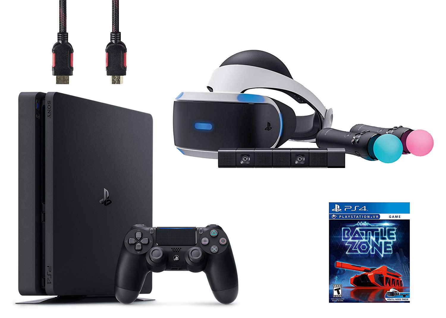 PlayStation VR Start Bundle 5 Items:VR Headset,Move Controller,PlayStation Camera Motion Sensor,PlayStation 4,VR Game Disc PSVR Battlezone