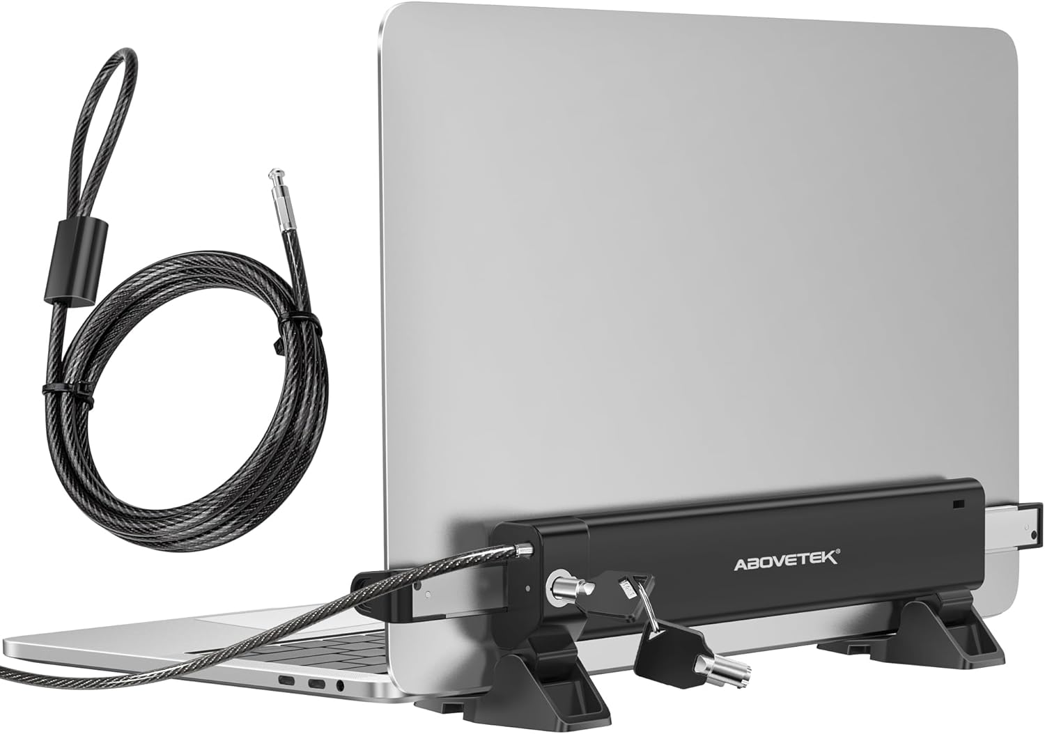 AboveTEK MacBook & Surface Laptop Locking Station with Combo Lock Cable, Anti Theft Folding Security Laptop Desk Mount, Adjustable & Portable, Fits 12″-16″ Laptops/Notebooks (Black)