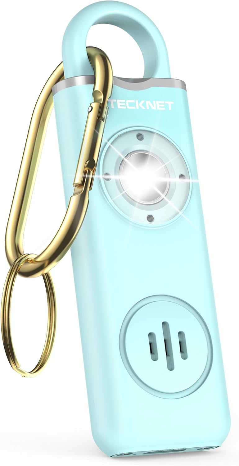 TECKNET Rechargeable Personal Safety Alarm for Women, 130dB Self Defense Keychain Alarm with SOS Strobe Light, Low Battery Notice, Personal Alarm Loud Siren Safety Keychain for Girls Kids Elderly