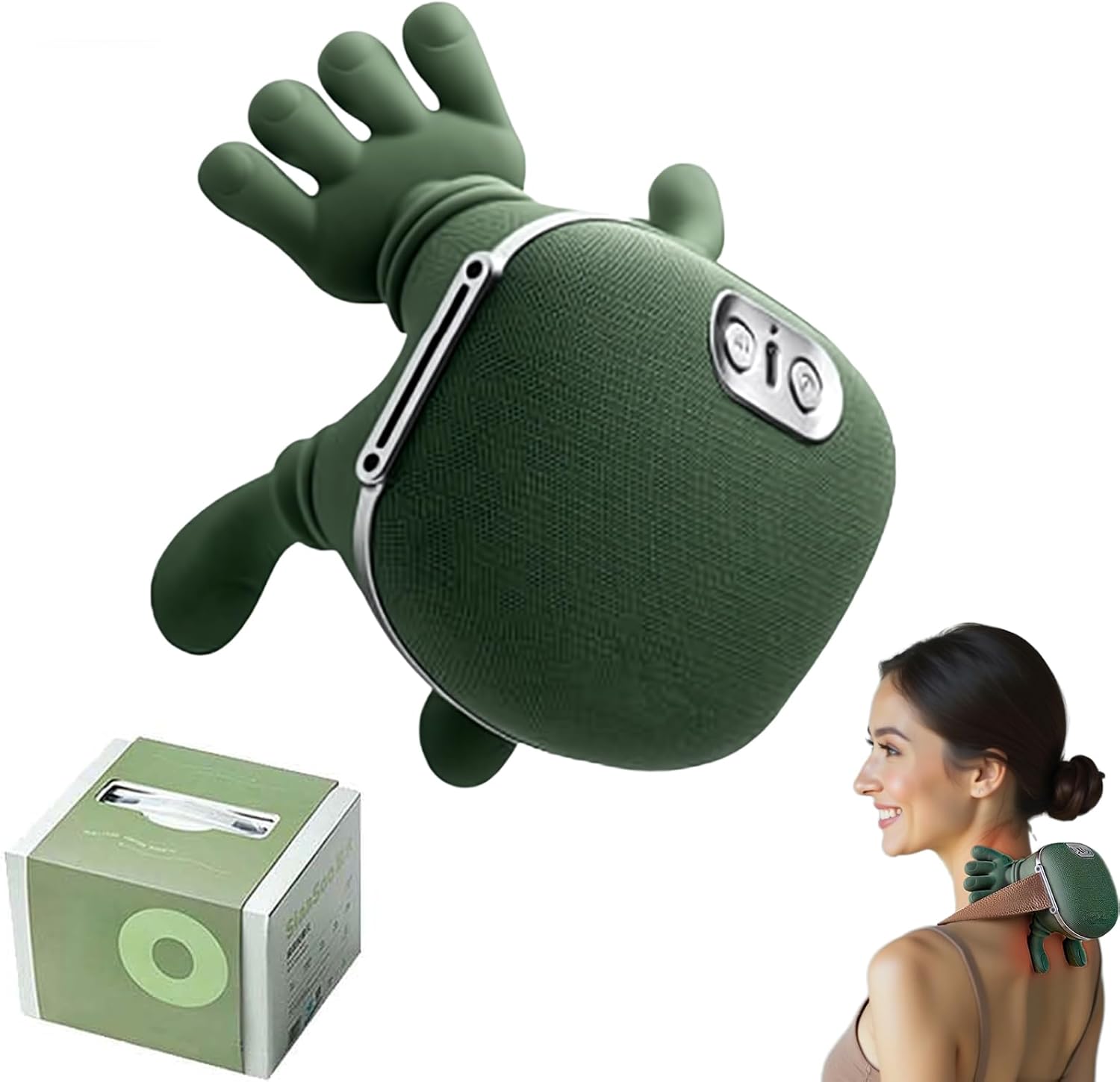 2025 Neck Shoulder Massager with Heat – Wireless Deep Tissue Shiatsu Massager, Real Touch Therapy Massager, 3 Modes, 40°C/45°C Heating, Bionic 5-Finger Kneading (1 PCS)