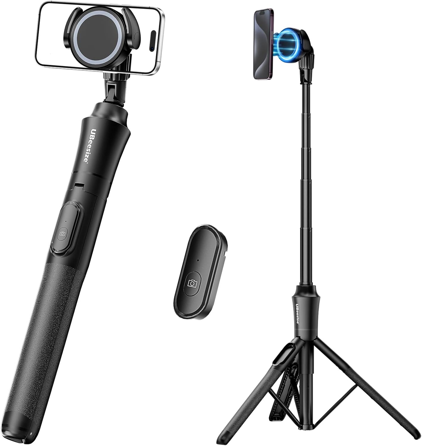 UBeesize 68” Magnetic Selfie Stick Phone Tripod with Wireless Remote, Extendable Cell Phone Tripod Stand, Compatible with MagSafe, Cellphone Tripod for iPhone 17 16 15 14 13 12 and Android Phones