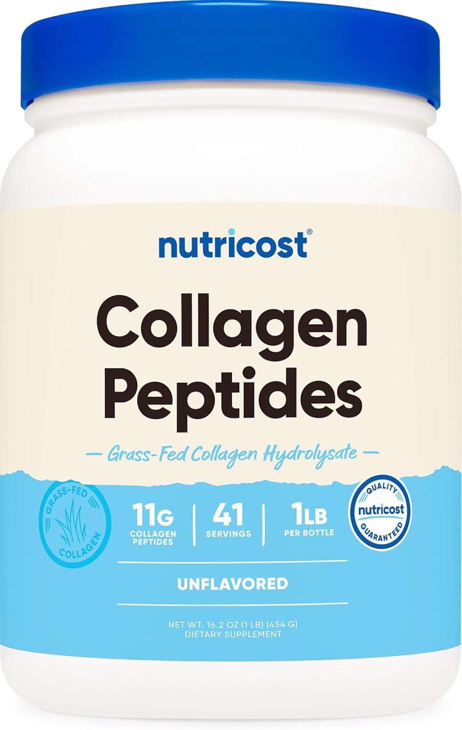 Nutricost Collagen Peptides Powder 1LB (454 G) – Grass Fed Bovine Collagen Hydrolysate (Unflavored)