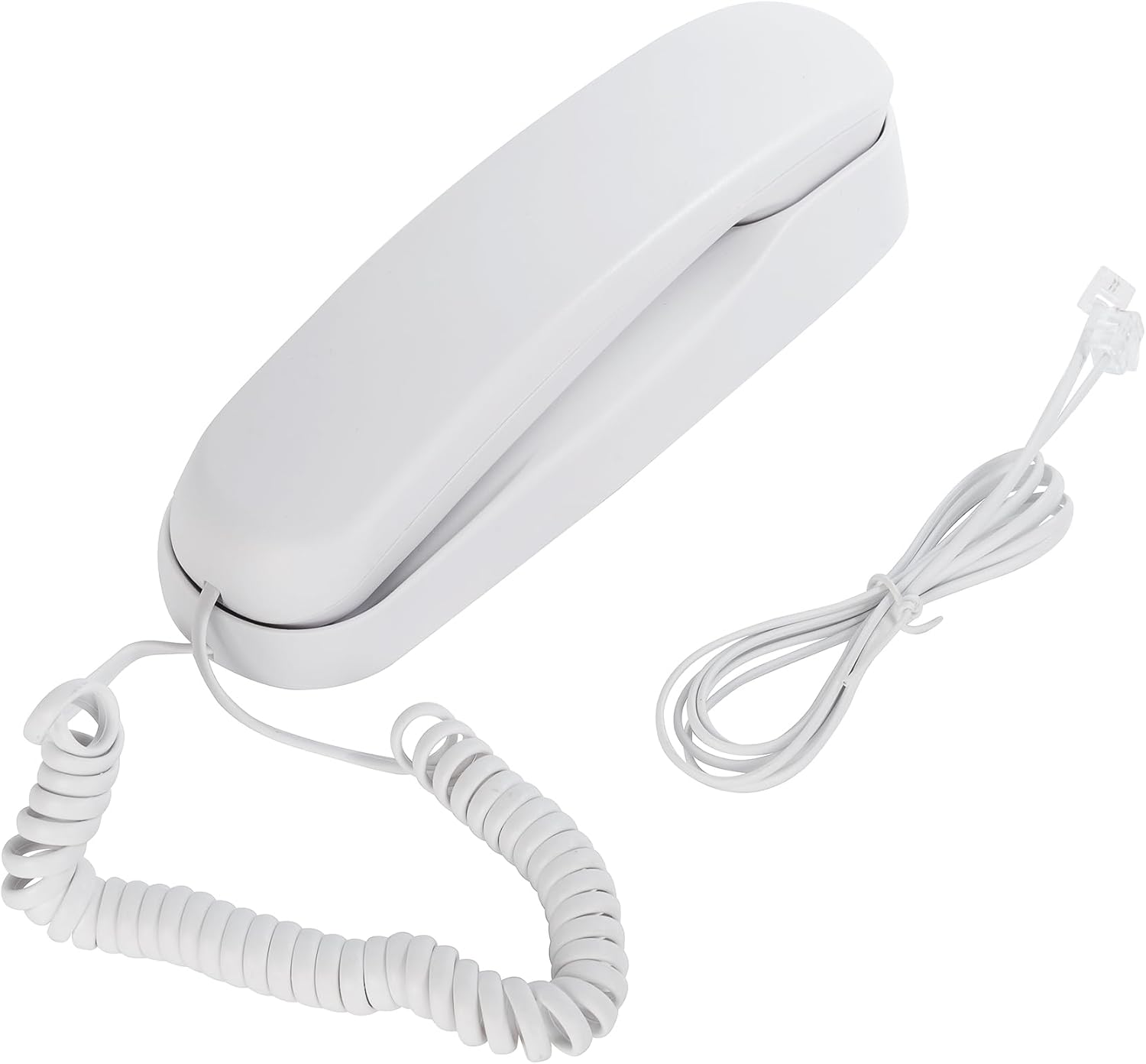 White OF-990 Slimline Wall-Mountable Basic Corded Telephone No AC Power Required