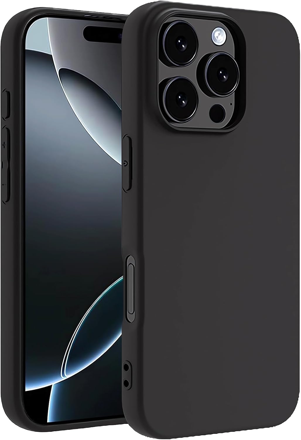 TENOC Phone Case Compatible with iPhone 16 Pro Max, Black Case Anti-Fingerprint Protective Bumper Matte Cover for 6.9 Inch