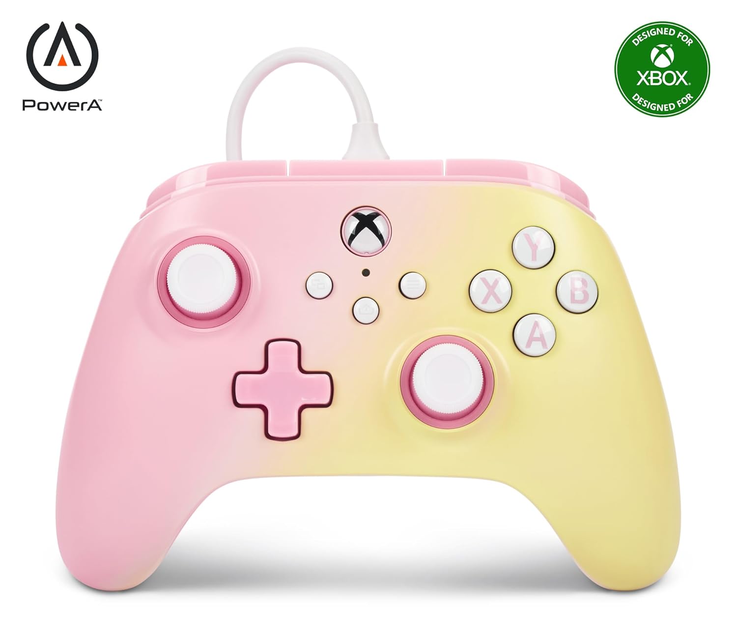 PowerA Advantage Wired Controller for Xbox Series X|S – Pink Lemonade, Xbox Controller with Detachable 10ft USB-C Cable, Mappable Buttons, Trigger Locks and Rumble Motors, Officially Licensed for Xbox