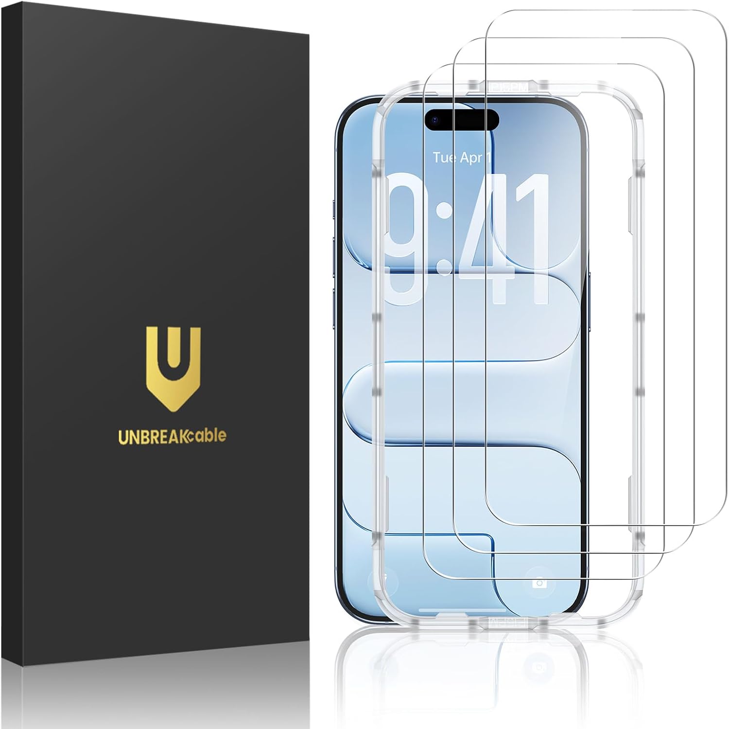 UNBREAKcable 3-Pack Screen Protector for iPhone Air, Double Shatterproof Tempered Glass [Easy Installation Frame] [9H Hardness] [99.99% HD Clear] [Case Friendly] for iPhone 6.5 inch