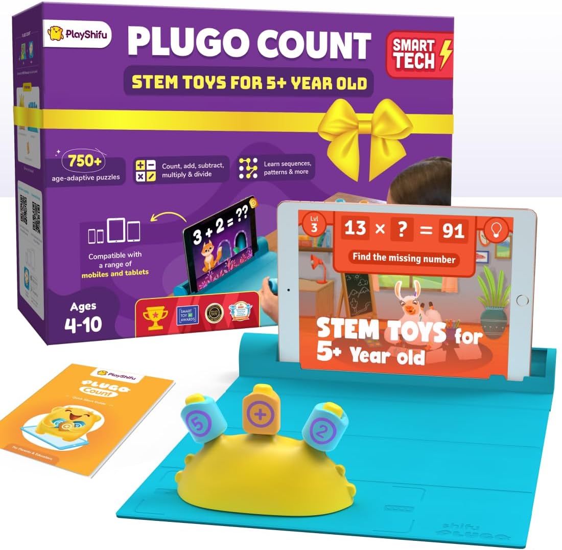 PlayShifu Math Games for Kids – Plugo Count | Tech-Powered Educational STEM Toy with Numbers & Operators | Fun Math Kit for Boys & Girls Ages 4–10 | Learning Gift for Children