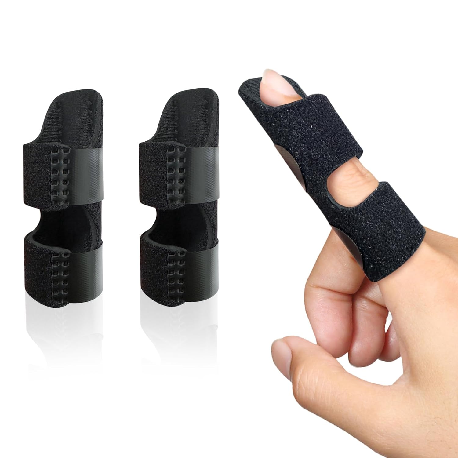 Finger Splint, Universal Trigger Finger Brace for Broken/Arthritis Pain and Sprain Relief, Splints for Middle, Index, Ring (2 Pack,Black)