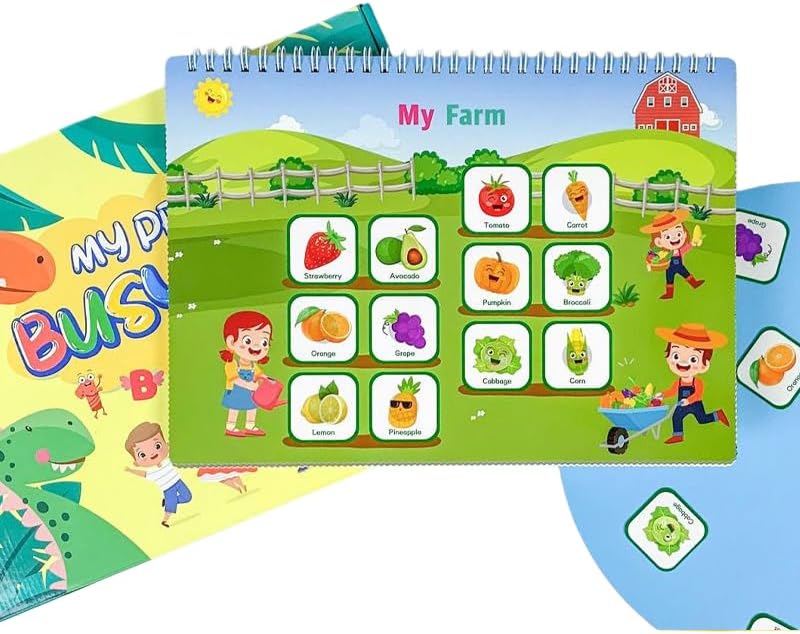 Preschool Educational Busy Book for Toddlers, Preschool Learning Activities Educational Workbook, Montessori Busy Book, Reusable Pages, Sensory Travel Toys for Toddlers (16 Themes-05)