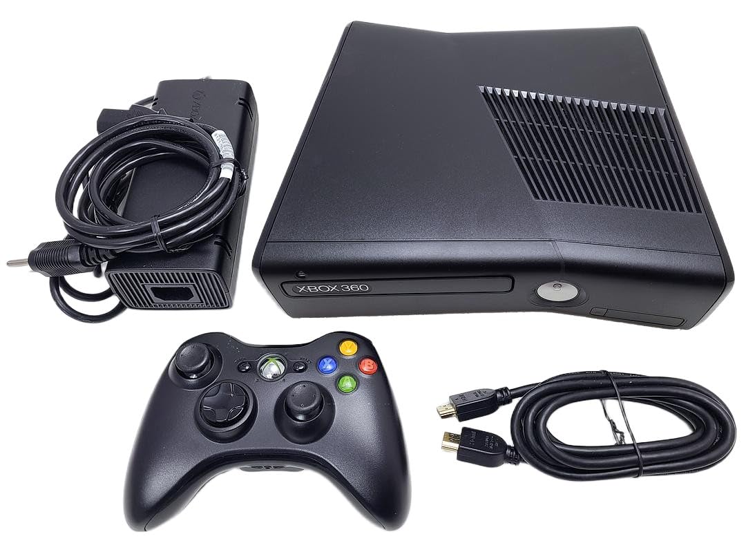 Xbox Microsoft 360 S Slim Console Bundle – Black 4GB System – Includes Controller, and Up to Date HDMI & Power Adaptor – Ready-to-Play Disc Gaming Kit! (Renewed)