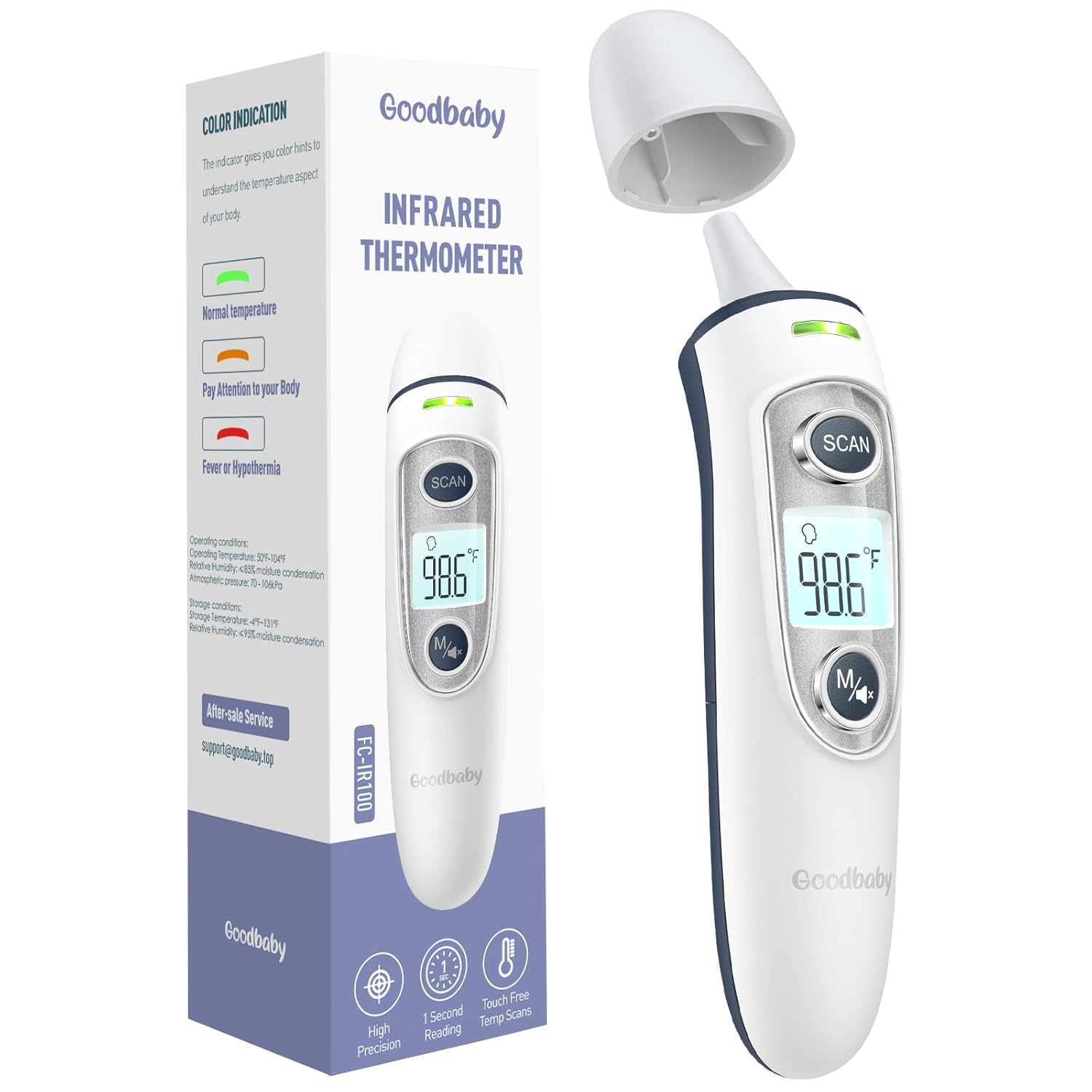 Ear Thermometer for Adults and Kids, Digital Accurate Ear and Forehead Thermometer with Fever Alarm, 1 Second Fast Result, Easy to use, 2 in 1 Mode