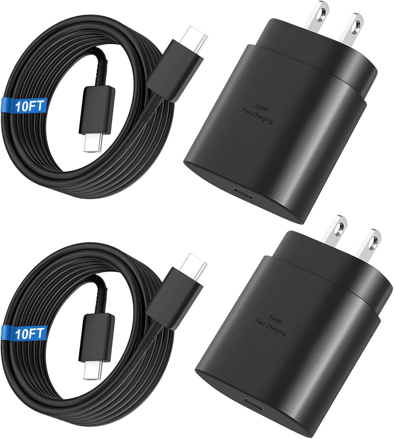 Super Fast Charger Type C, 25W USB C Wall Charger Fast Charging for Samsung Galaxy S25 Ultra/S25/S25+/S24+/S24 Ultra/S24/S24+/S23 Ultra/S22 Ultra/S21 with 10FT Long Android Type C Charger Cable 2Pack