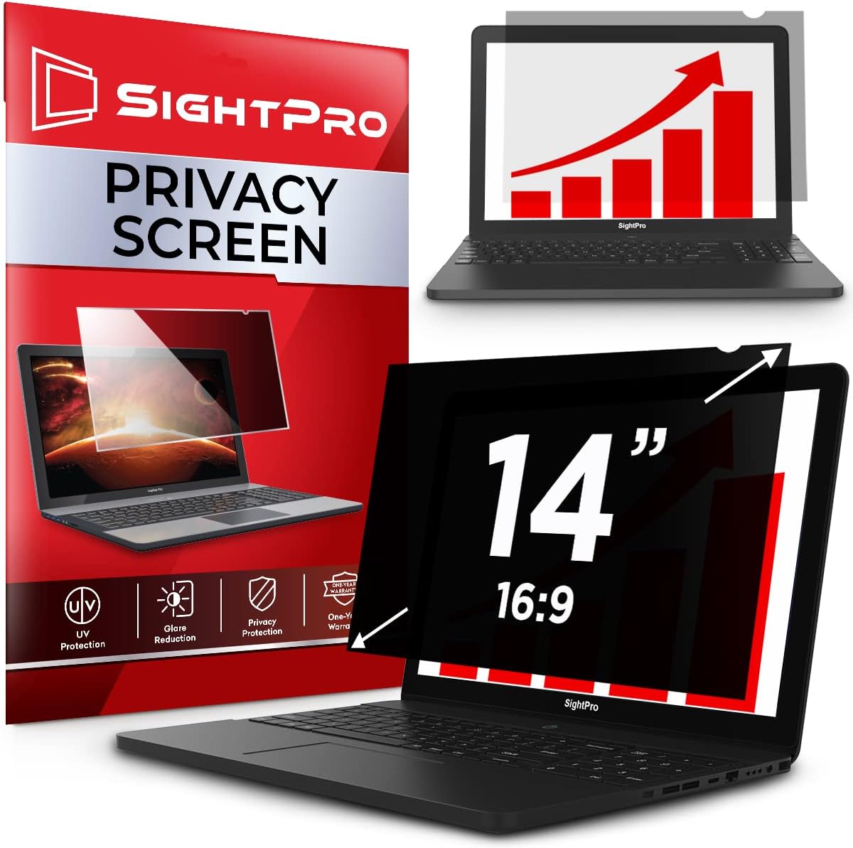 14 Inch 16:9 Laptop Privacy Screen Filter – Privacy Shield and Anti-Glare Protector