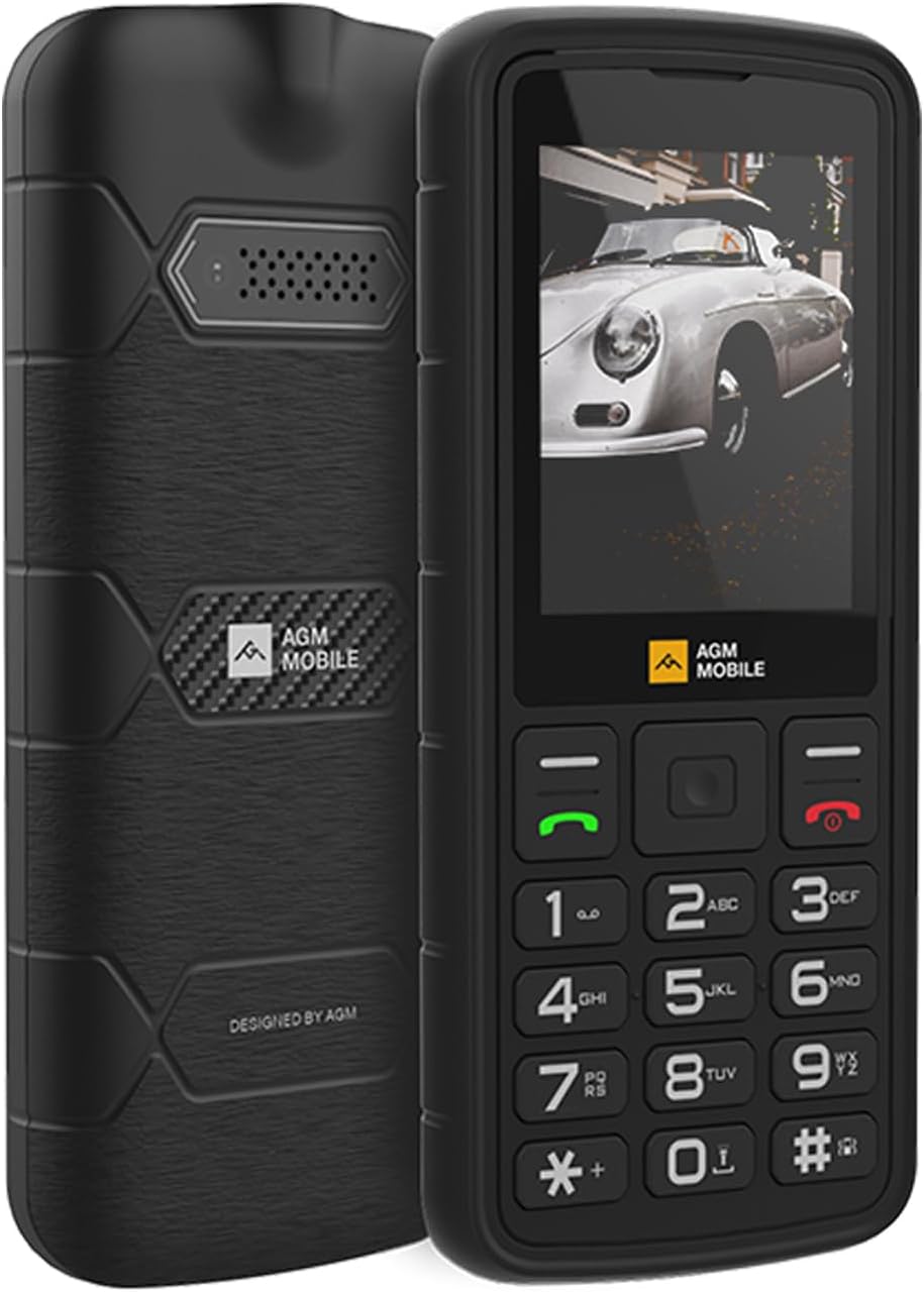 AGM M9 Feature Phone, 4G LTE Unlocked – T-Mobile Compatible, 3 Card Slots/128GB TF Expand, IP68 Waterproof/Drop-Proof, Large Buttons & Font, Speed Dial, FM Radio/Flashlight, 1200mAh
