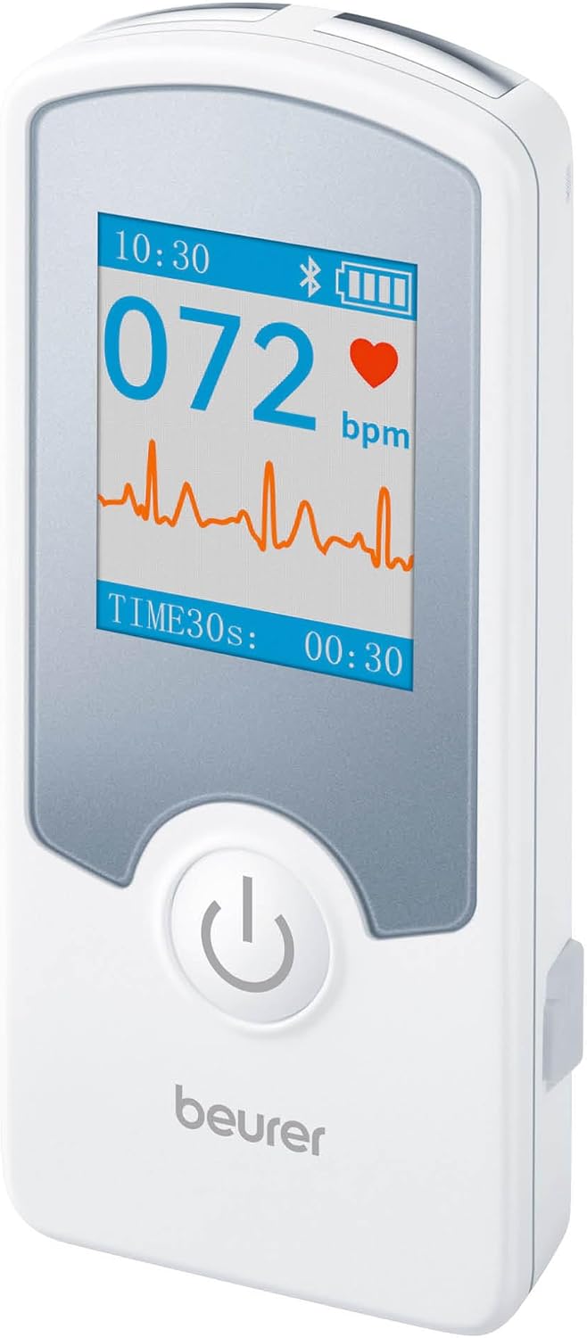 Beurer Cardio Companion EKG Monitor – 3-Lead Portable ECG Machine, Detects Irregular Heart Rhythms, Fast Results in 30 Seconds, Bluetooth with App, Rechargeable Battery, FSA/HSA Eligible, ME75