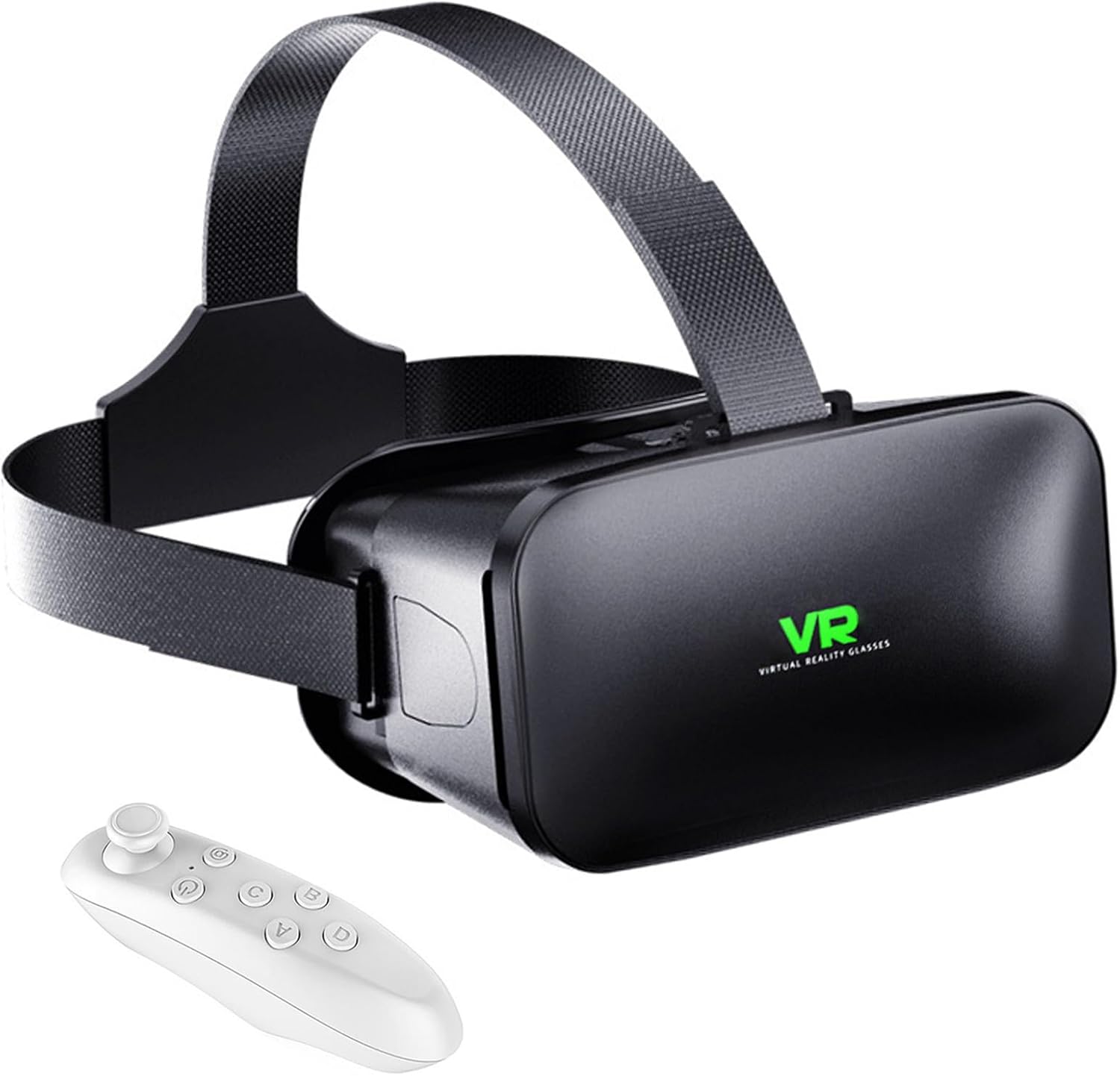 3D VR Headset, Virtual Reality 3D VR Glasses, Anti-Blue Light Adjustable 3D Headset Helmets for iPhone or Android Compatible with 4.5” to 6.7” inch with Controller(Black)