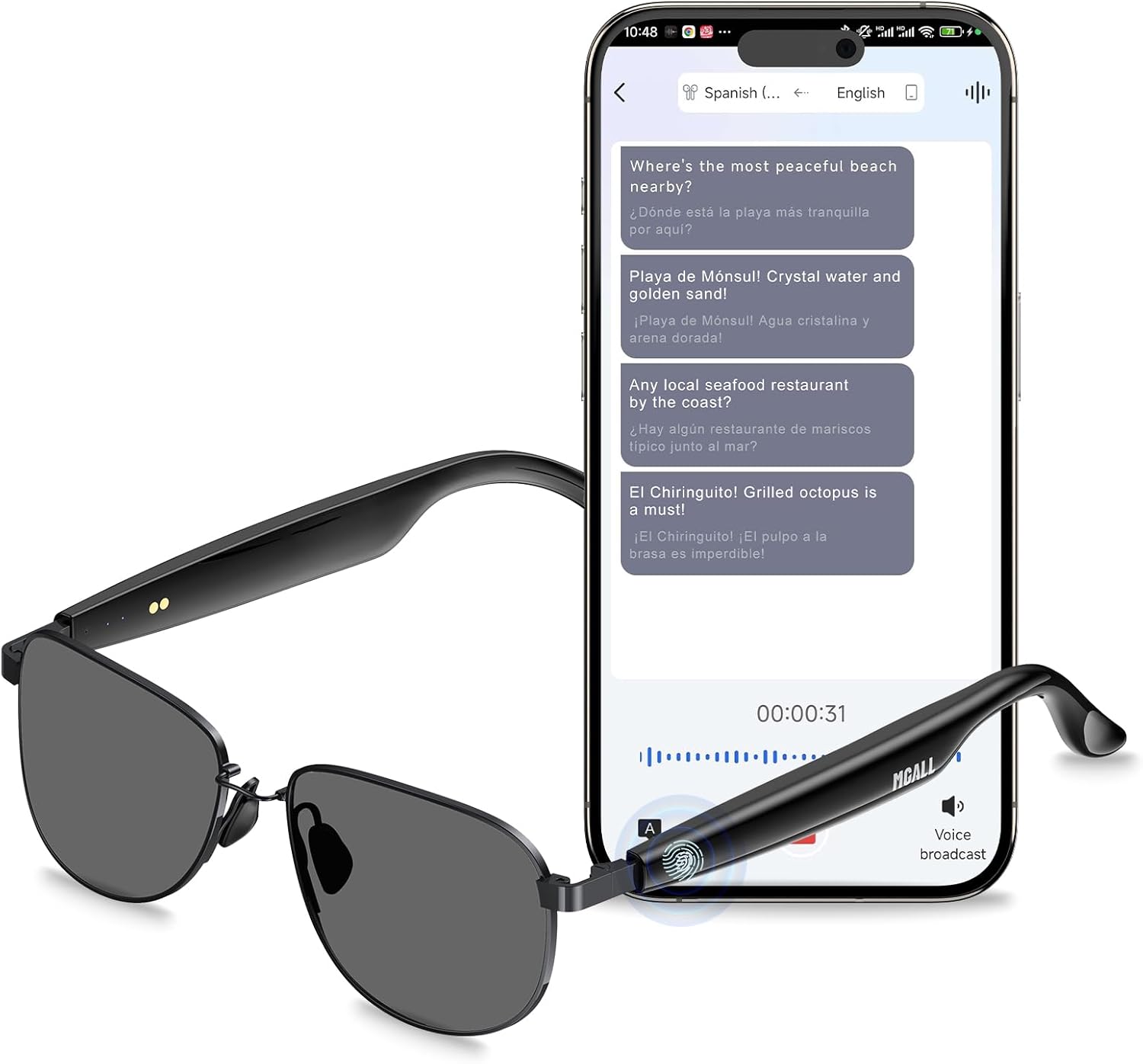 PAXA AI Smart Glasses with Photochromic Lenses & 144 Language Translation