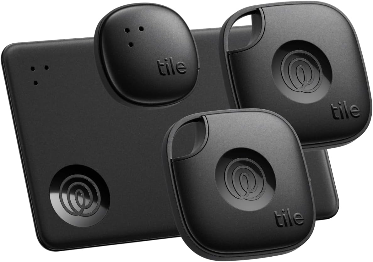 Tile by Life360 Essentials – Bluetooth Trackers & Item Locators for Keys, Wallets, Remotes & More; Easily Find All Your Things. Both iOS and Android Compatible. 4-Pack (Mates/Slim/Sticker)