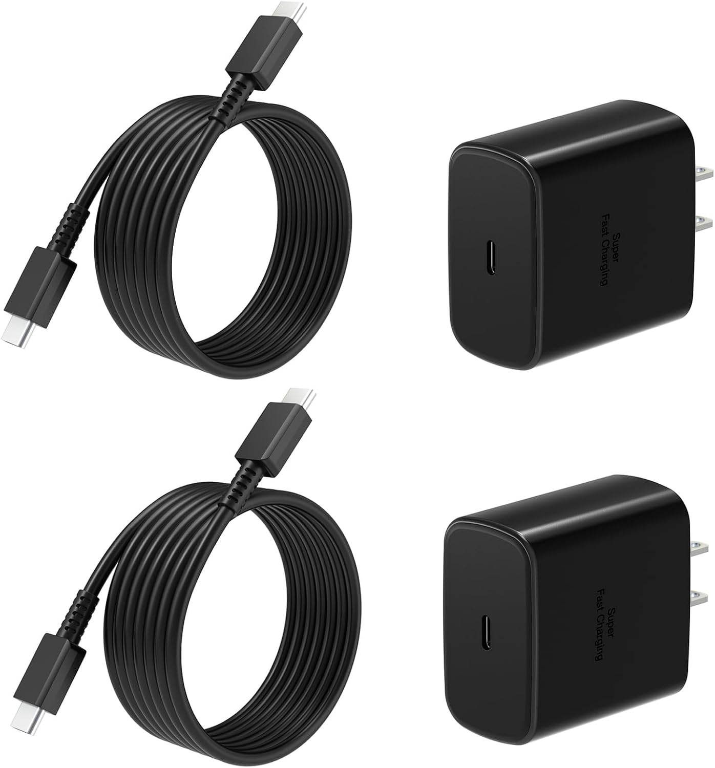 45W Super Fast Charger USB C, 2Pack PPS Type C Charging Block with 6FT USB-C Phone Cable for Samsung Galaxy S25 +/Ultra /S24 S23 S22 +/Ultra/ S21 S20/Tab S9, iPhone 17/16/15 and More