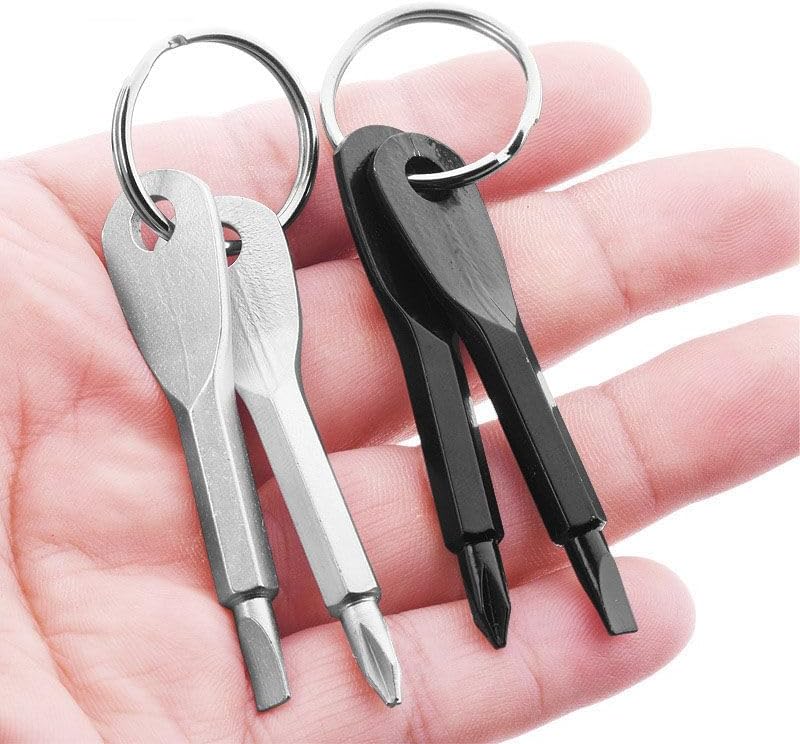 2 Set (4PCS) Mini Pocket Screwdriver Set, Multitool Flathead & Phillips Screwdriver Sets, Outdoor EDC Screw Driver Tool, Cool Gadgets for Men (Black/Silver)