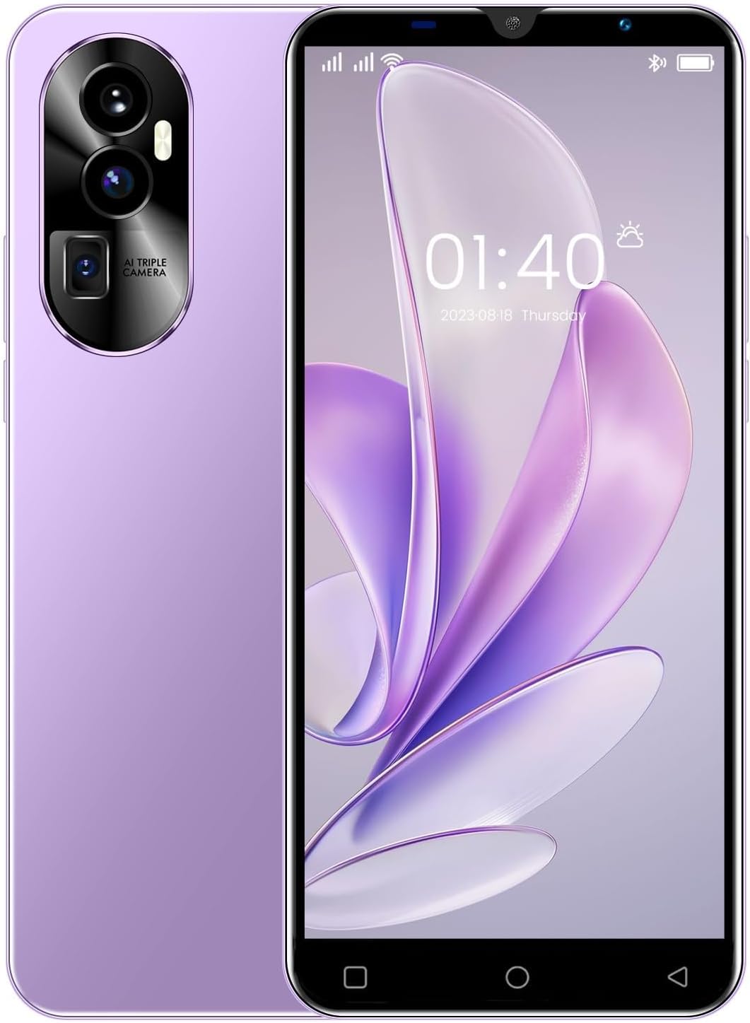 TryFirst Smartphone has 5.0inch HD Screen,Dual SIM Dual Camera, Quad Core, 16GB ROM【Expandable up to 128GB】, Support WiFi/Bluetooth/FM, Unlocked 3G Phones (Purple)