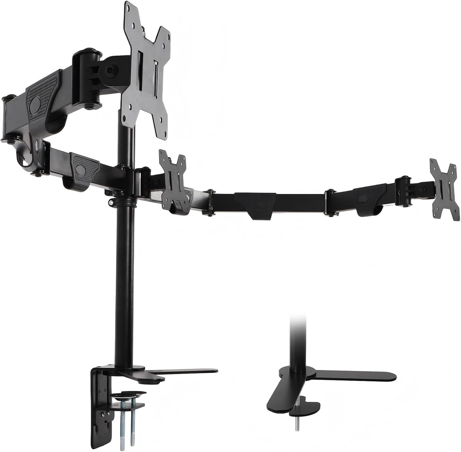 3 Monitor Desk Mount – Triple Monitor Stand Adjustable，Accommodates 3 Screens 17 to 32 Inches，Ergonomic Screen Holder with Tilt/Rotation Function，Each Stand Holds 19.8 LBS