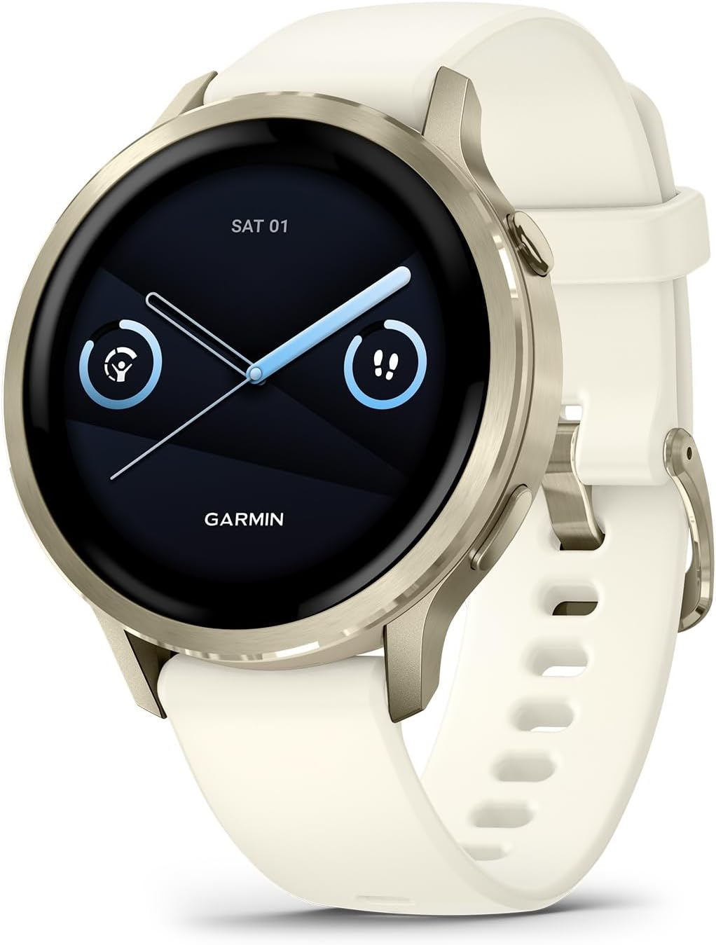 Garmin Venu® 4, 41mm, Advanced Health and Fitness GPS Smartwatch, Bright and Colorful Display, Built-in Flashlight, 10 Days of Battery Life, Lunar Gold with Bone Silicone Band