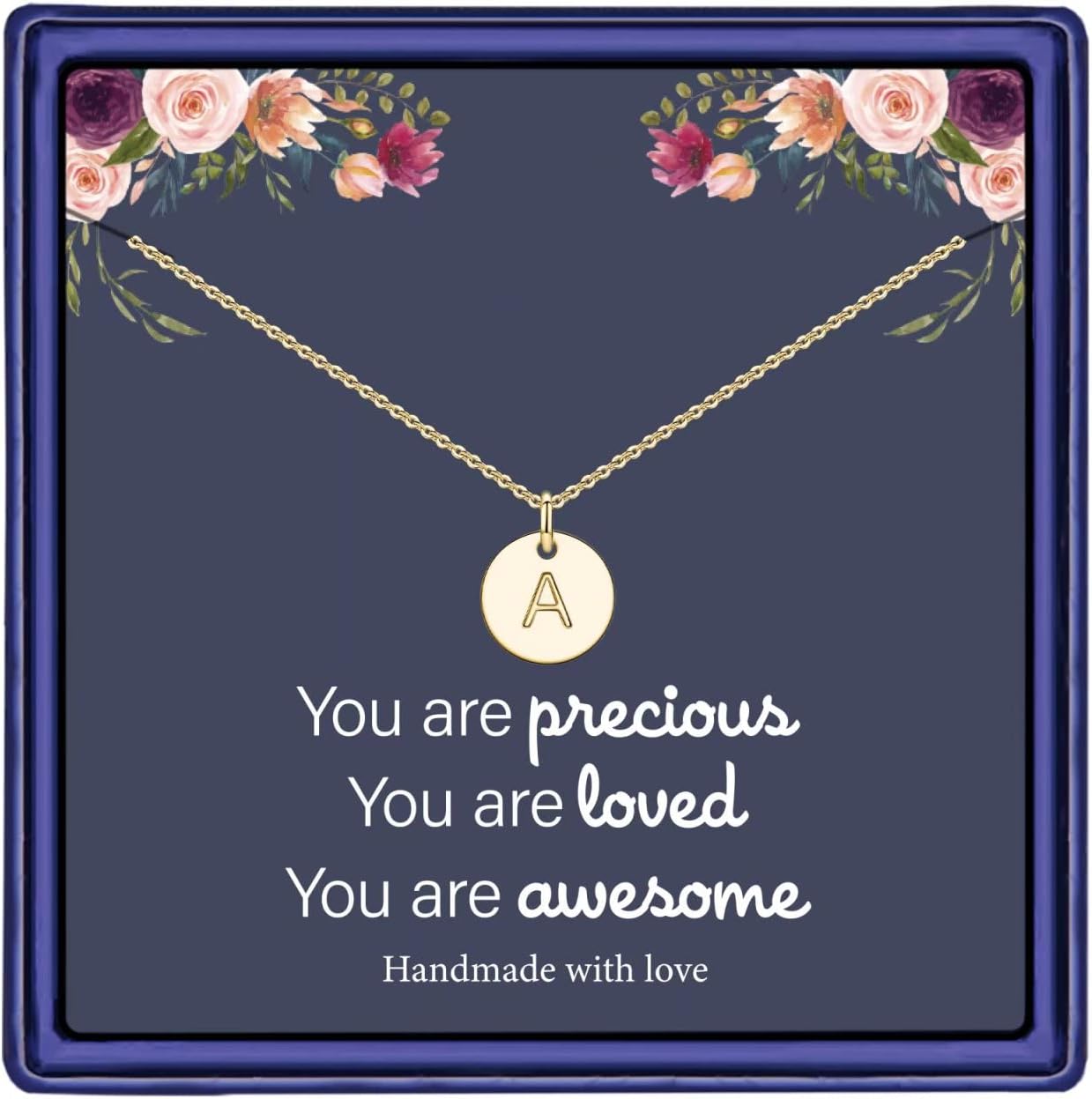 Hidepoo Stocking Stuffers for Teen Girls Women Kids – 14K Gold Filled/Rose Gold/S925 Sterling Silver Disc Initial Necklaces for Girls Jewelry Birthday Gifts Christmas Gifts for Grandkids Teens Women