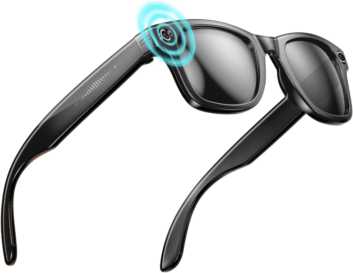 AI Smart Glasses with Camera, HD 800W Anti-Shake Camera Glasses Bluetooth Sunglasses for Men Women 32Gb Support Chart GPT, WiFi, AI Voice Assistant, Real-Time Translation, Music (Black)