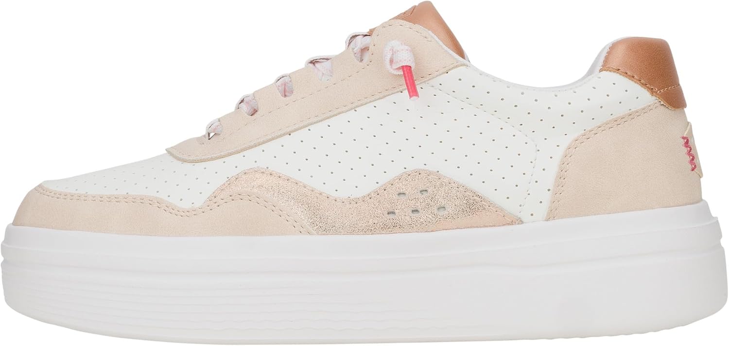 HEYDUDE Hudson Lift Sport Shimmer Whisper Pink/White/Rose Gold Size 5, Women’s Shoes, Women’s Casual Sneakers, Comfortable & Light-Weight