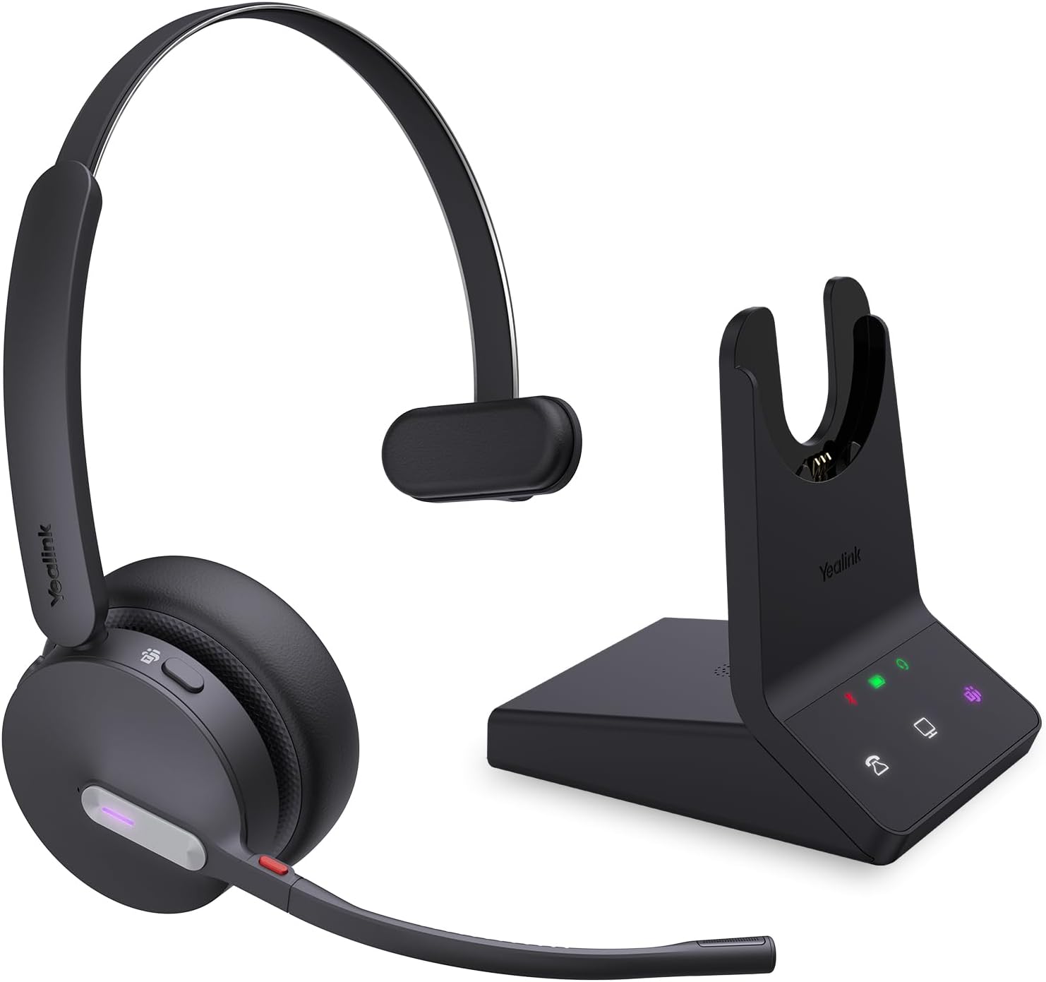 Yealink WH64 Teams Mono DECT & Bluetooth Wireless Headset, 606ft Range Microsoft Certified, Single On Ear Headphone with 3X Noise Cancelling Mic, 26H Talk Time, Office Desk IP Phone, PC, Computer