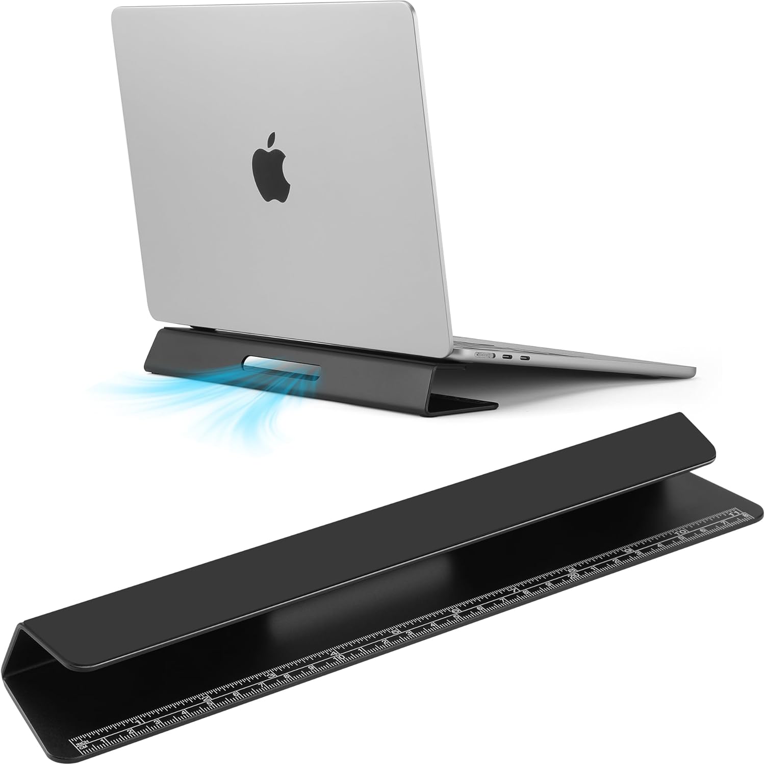 Portable Laptop Wedge Airflow Cooling Stand, Aluminium Laptops Feet Legs Improved Ergonomics, Stability, and Versatility – Compatible with MacBook and All Laptop, with Ruler