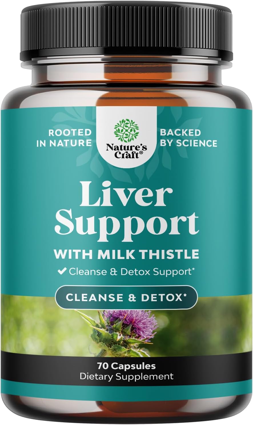 Liver Cleanse Detox & Repair – Milk Thistle Supplement for Digestion & Immune Health – Ginger Root, Choline & Dandelion Root – Herbal Liver Support with Silymarin, Beetroot & Artichoke – 70 Count