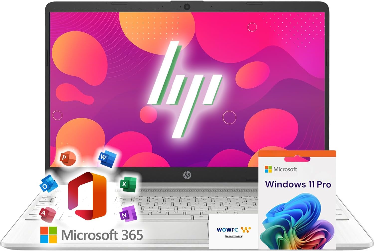 HP 15 Laptop for School, Work & Home • 15.6″ FHD 1080p IPS Display • Powerful Intel Processor • 16GB RAM • 512GB SSD • Microsoft Office 365 • Copilot AI • Windows 11 Pro • SD Card Reader • HDMI