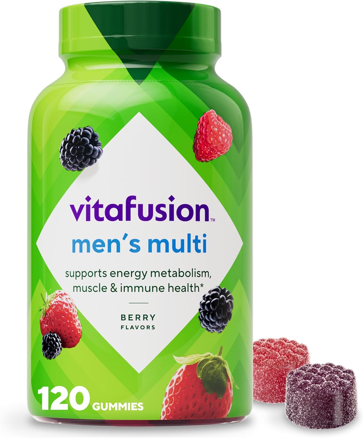 Vitafusion Adult Gummy Vitamin Supplement for Men, Berry Flavored, A, C, D, E, B6, B12, Daily, 120 Count, 60 Day Supply