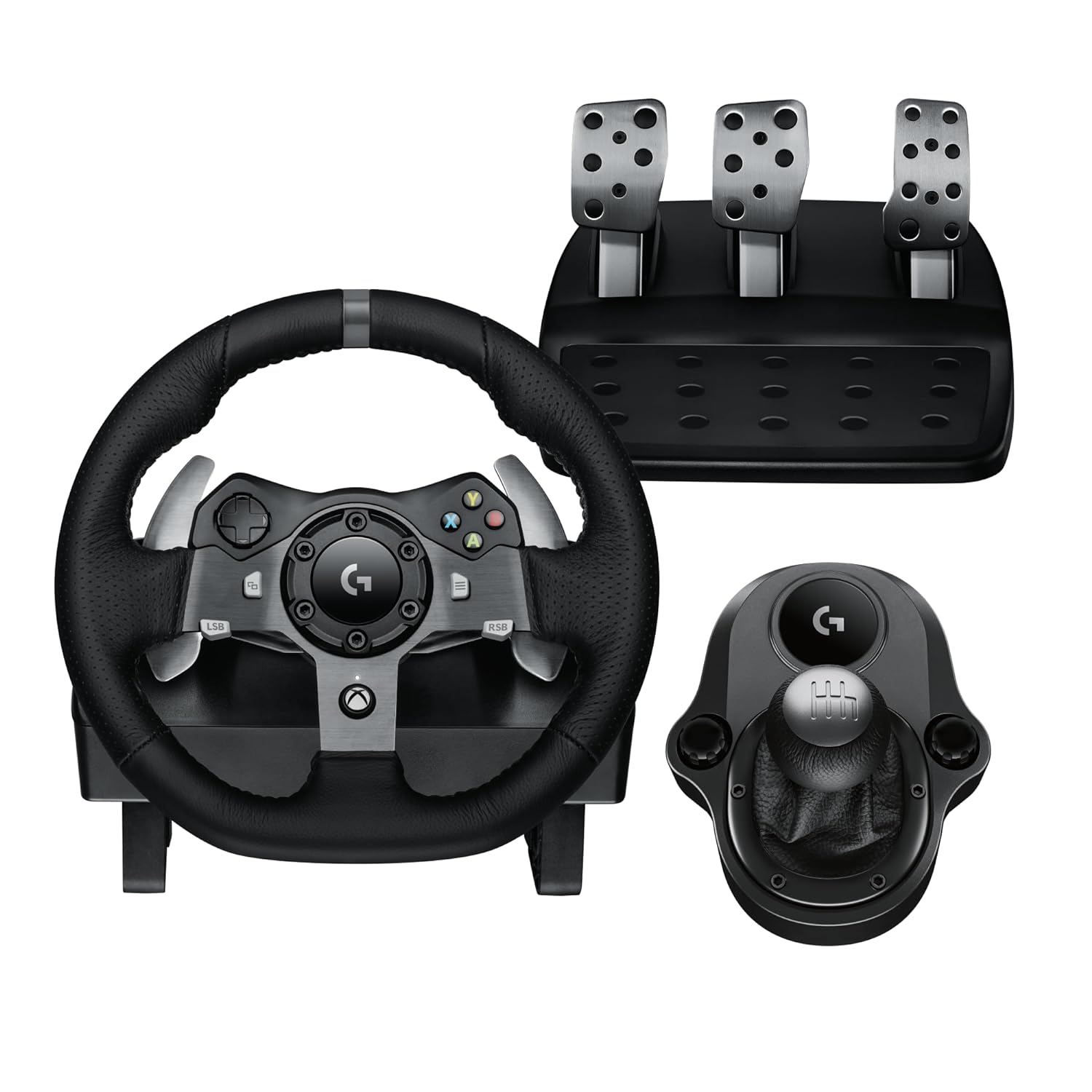 Logitech G920 Driving Force Racing Wheel and Pedals, Force Feedback + Logitech G Driving Force Shifter – Xbox Series X|S, Xbox One and PC, Mac – Black