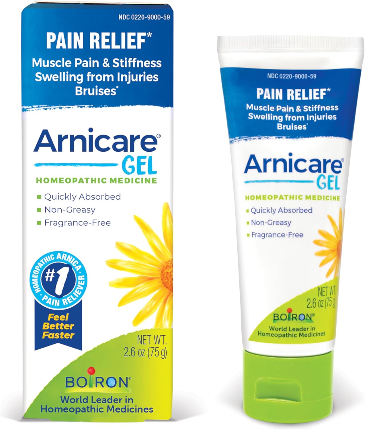 Boiron Arnicare Gel for Relief of Joint Pain, Muscle Pain, Muscle Soreness, and Swelling from Bruises or Injury – Non-greasy and Fragrance-Free – 2.6 oz