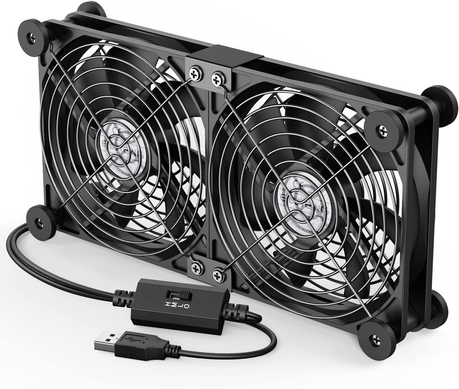 ELUTENG Dual USB Computer Cooling Fan High Speed 120mm Fan Adjustable 5V USB Port Heatsink Cooling Fan 12cm for Laptop Receiver DVR PlayStation Xbox Desk Computer Cabinet Cooling