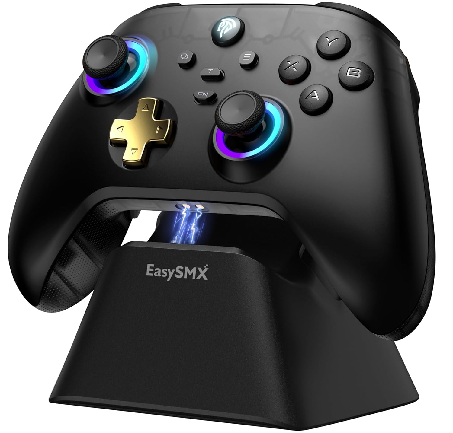 EasySMX D05 PC Controller – Enhanced Wireless Bluetooth Pro Controller with Charging Dock/Hall Sensor/RGB Lighting – No Stick Drift, No Dead Zone – Work for Windows PC, Android, Steam and Switch