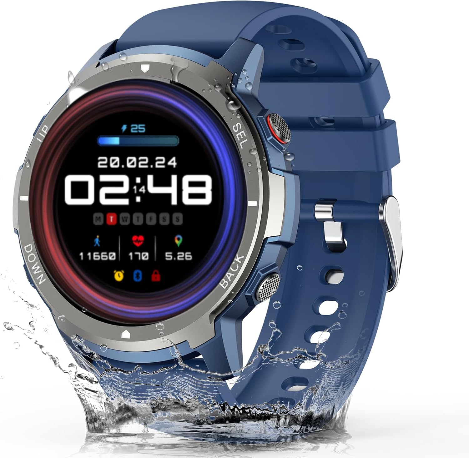 Smart Watch for Men- Bluetooth Call, IP68 Fitness Watch, 24/7 Sleep Monitor, Fitness Step Tracker Watch with 110 Sports Mode, Smartwatch for Android iOS (Blue, 1.39)