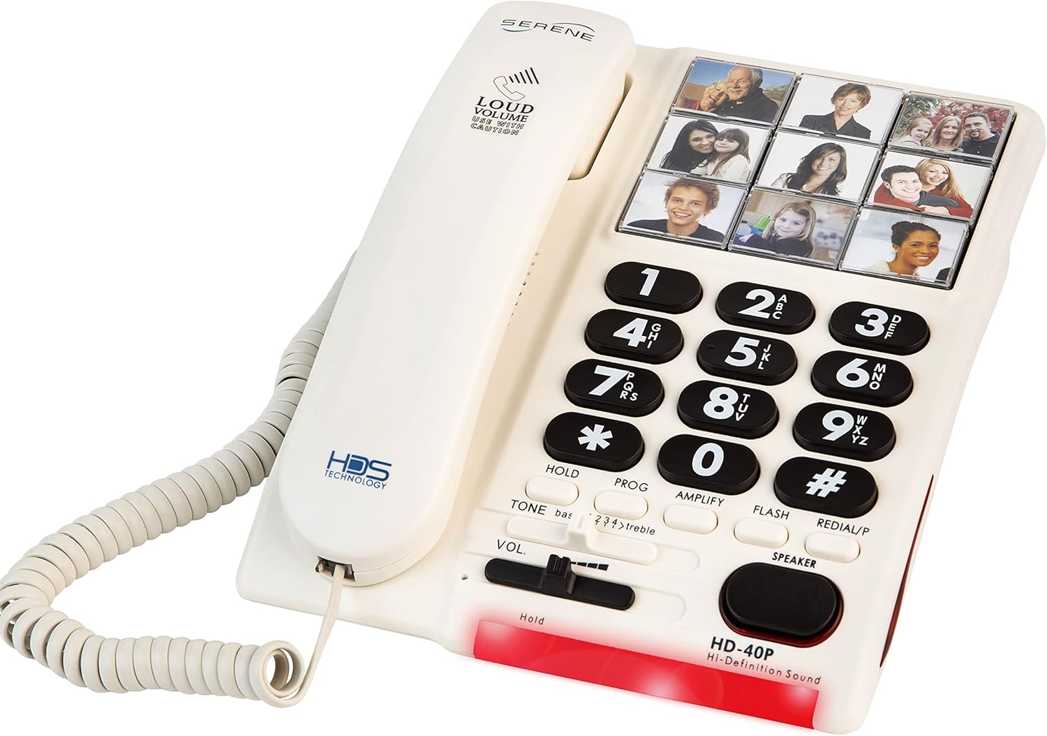 Serene Innovations Amplified Big Button Landline Phone for Seniors with Dementia – 26dB Home Phone with Photo Buttons – Hearing Impaired Telephone
