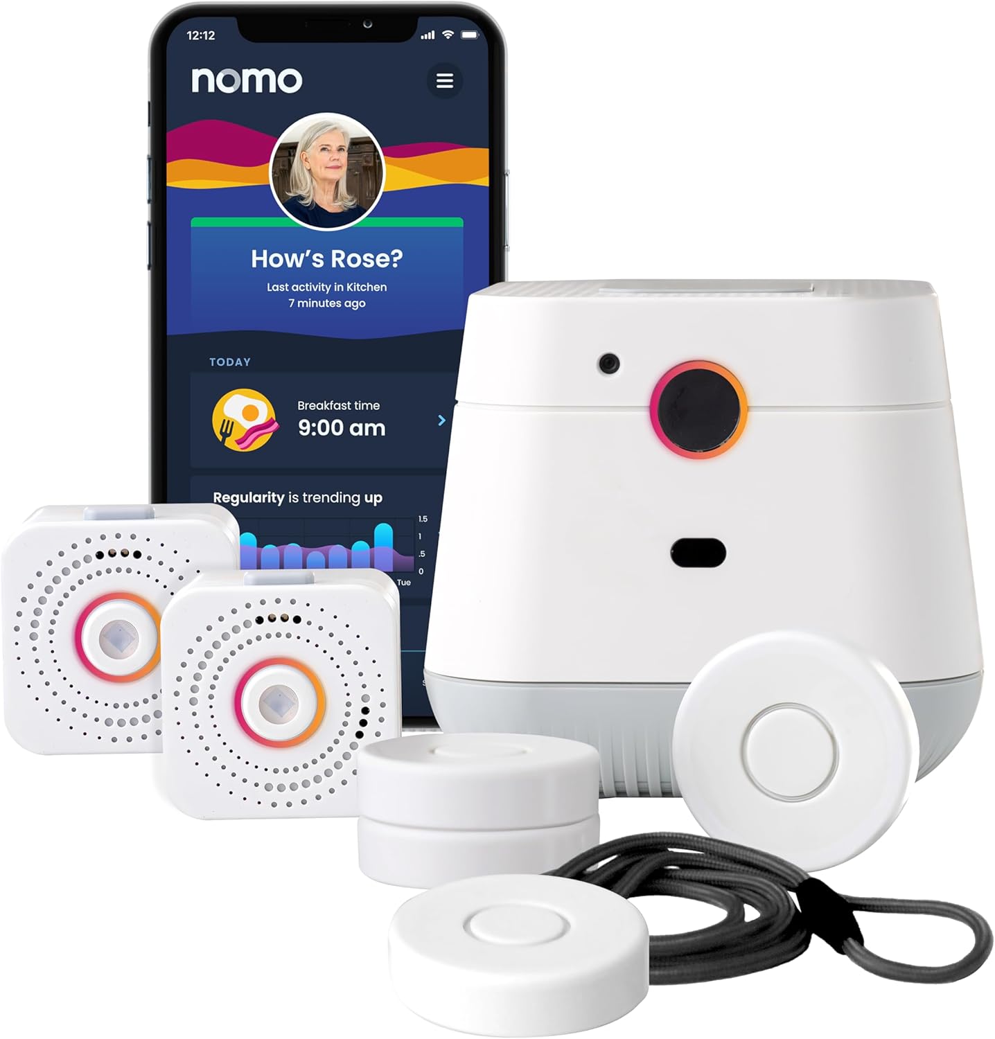 Medical Alert System, Fall Detection for Seniors, WiFi in Home Monitoring Safety System, Emergency Call Button, Custom Fall Alert, Virtual Caregiver, 30-Day Trial Monthly Subscription