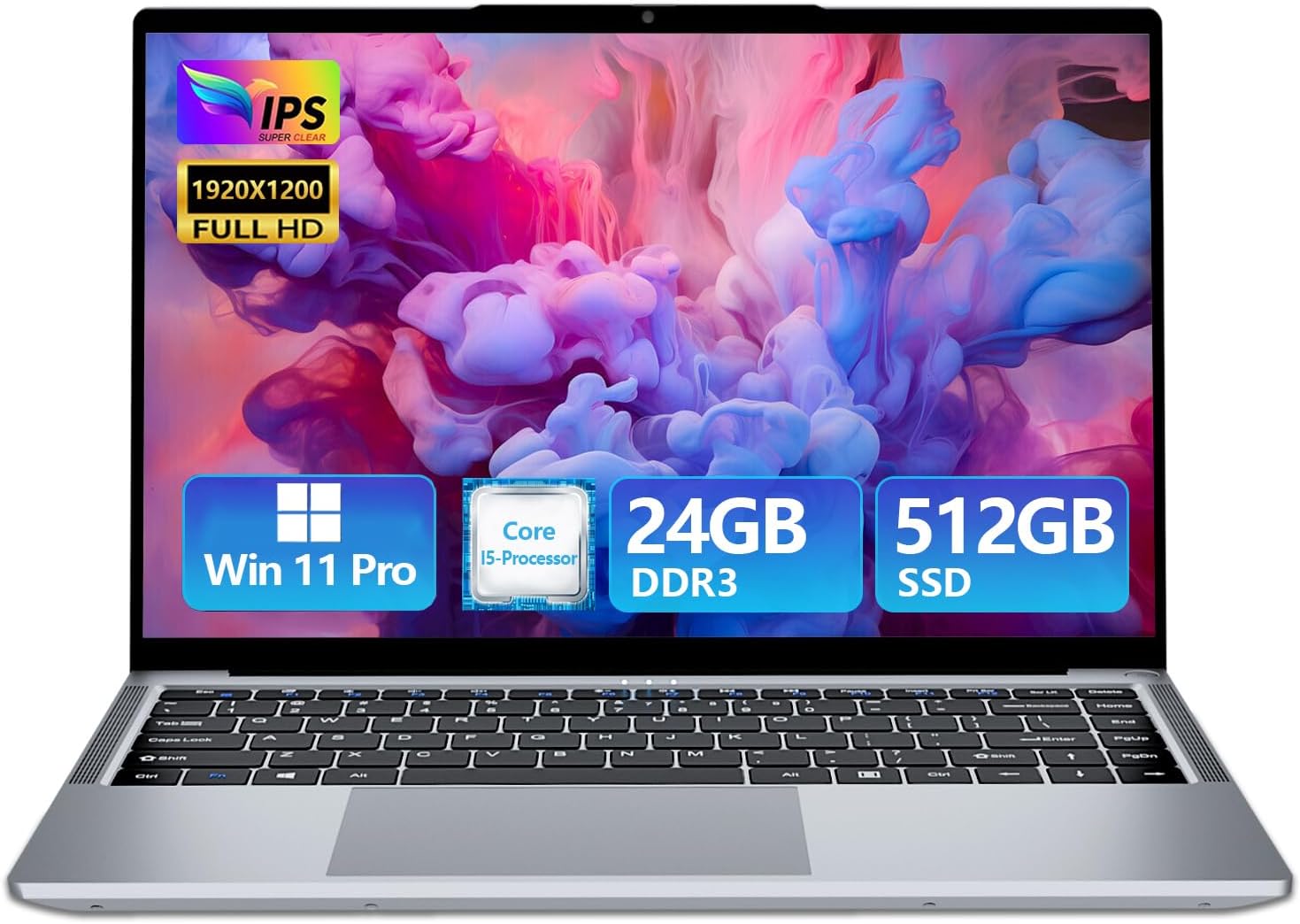 Laptop-Core i5, Gaming-Laptop Up to 3.60GHZ, Computer Laptops for 24GB RAM 512GB SSD, Business Laptop Full HD 1920X1200 Display 180 Angle Opening WIFI 5 Win 11 Pro HDMI & USB-A 100W HD Front Camera