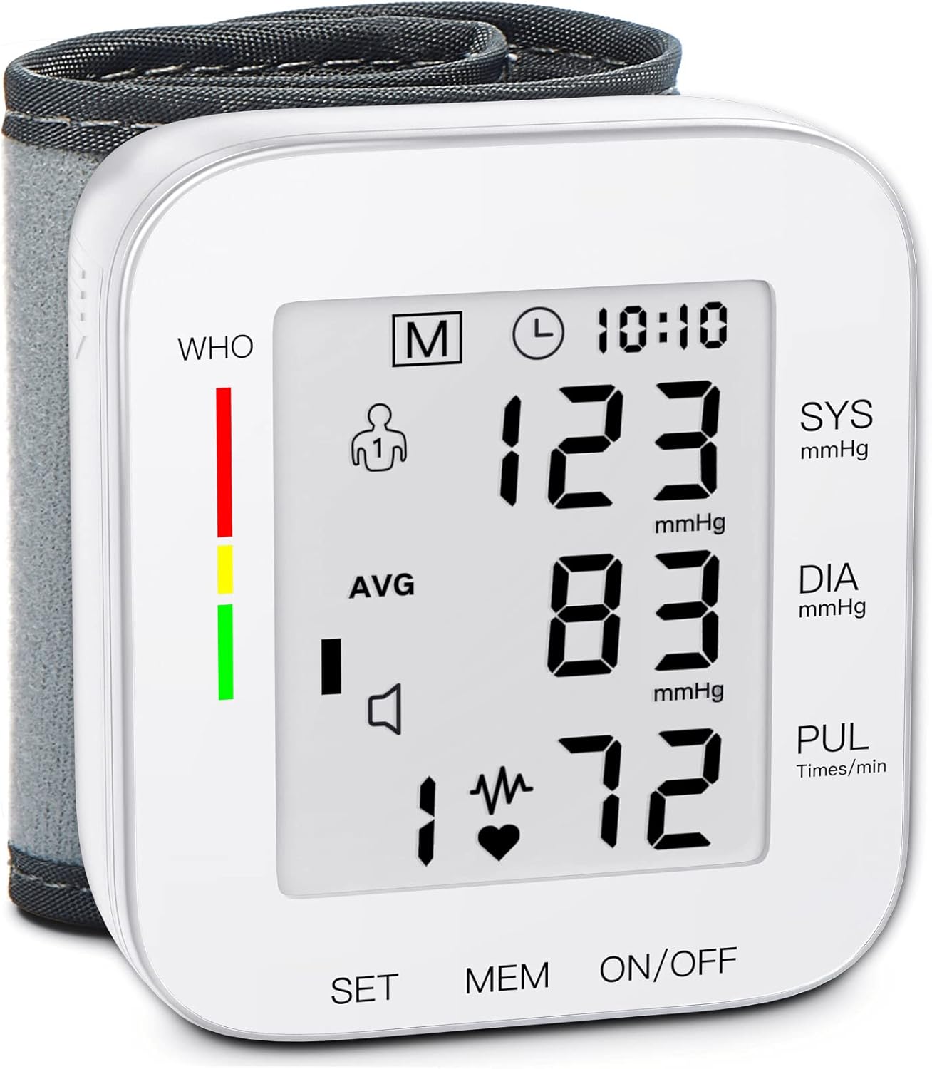MMIZOO Wrist Blood Pressure Monitor Large LCD Display BP Machine Adjustable Cuff 5.31-7.68 inch Automatic 99×2 Sets Memory with Carrying Case for Home Use (W1681)