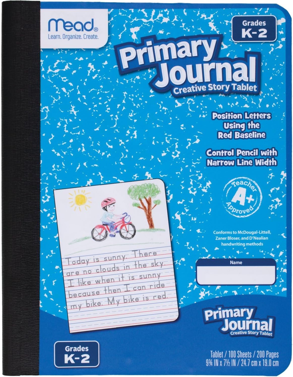 Mead Primary Journal, Half Page Ruled, Grades K-2, 7 1/2″ x 9-3/4″, 100 Sheets, Color Will Vary (10297)